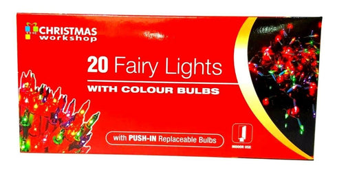 CHRISTMAS WORKSHOP 20 MULTI COLOUR BULBS INDOOR FAIRY STRING LIGHTS. BML75710