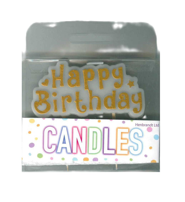 Gold Birthday Candle - Elegant HAPPY BIRTHDAY X50114 Design