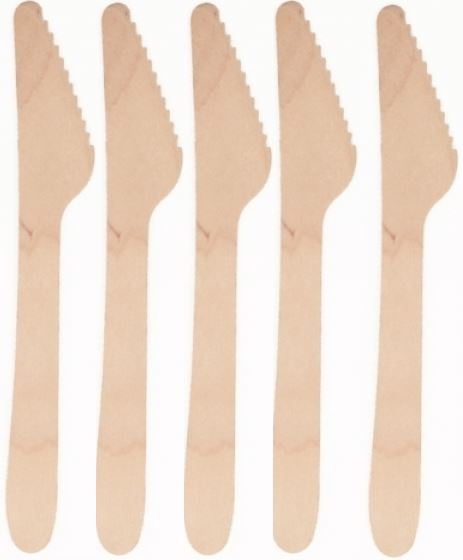 Birch Wood Knives 16.5cm - Eco-Friendly Cutlery for Events