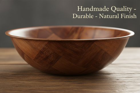 WOOVEN WOOD BOWL 25CM. AP1973