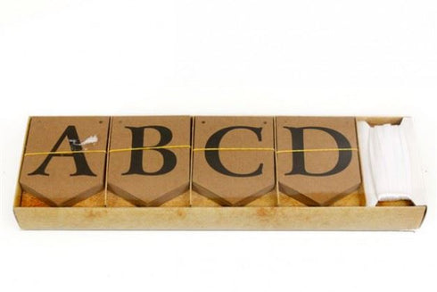 10M ALPHABET BUNTING STRING 75 CARDS - BROWN. CR0195