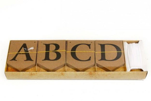 10M ALPHABET BUNTING STRING 75 CARDS - BROWN. CR0195