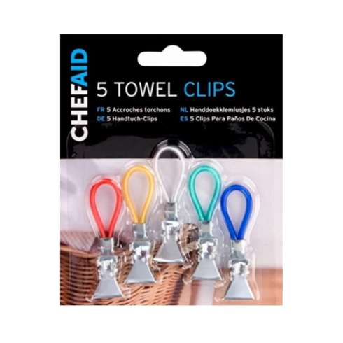 5 CHEF AID KITCHEN / TEA TOWEL CLIPS HOOKS. 10E00999