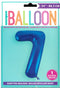 UNIQUE BIRTHDAY BLUE GLITZ NUMBER 7 FOIL BALLOON 34". UNI55747