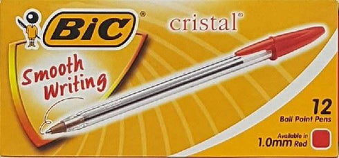 BIC Cristal Red Pens 1mm Medium Point 12 Pack - KD22079 170940
