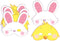 6 EASTER BUNNY CHICK MASK WITH RUBBER BANDS. EW19314