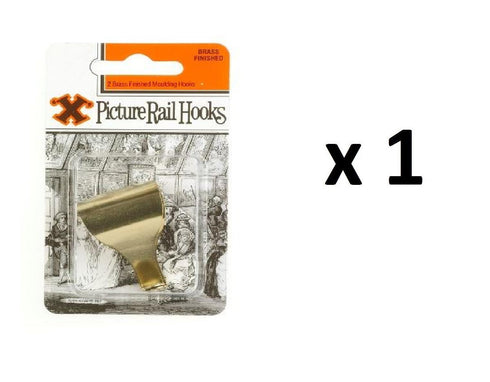 Picture Rail Hooks - Brass Plated Moulding Hooks 2/PK 12850