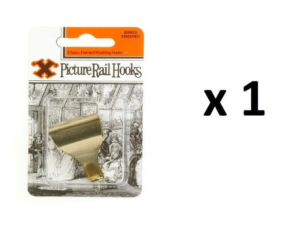 Picture Rail Hooks - Brass Plated Moulding Hooks 2/PK 12850
