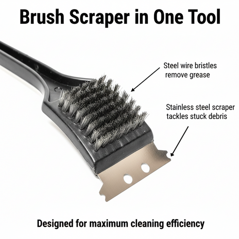BLAZE BUDDY BBQ WIRE CLEANING BRUSH WITH STAINLESS STEEL SCRAPER. OL320575