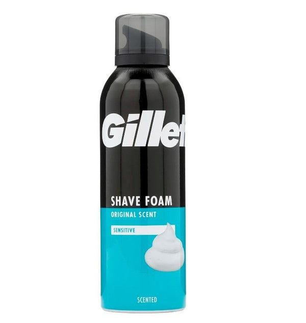 GILLETTE SENSITIVE SKIN SHAVING FOAM 200ML 6/PK. GIFS