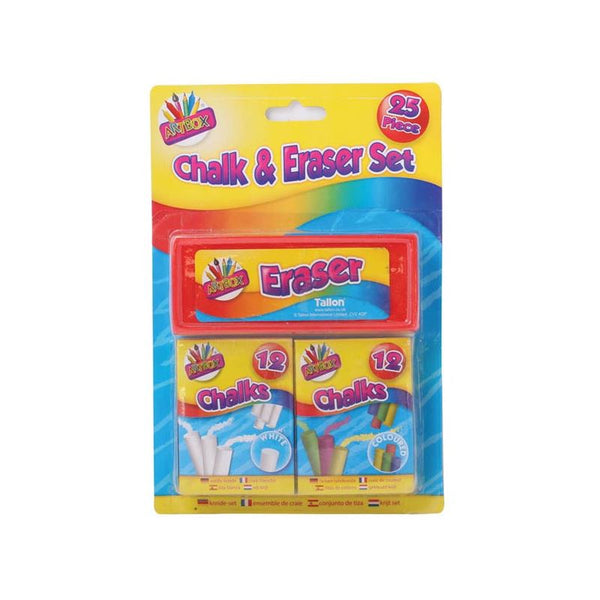 Chalk and Eraser Set - 25 PCS FUN CHALK & ERASER SET TA5352