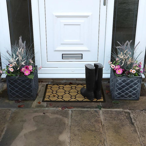 Geometric Door Mat - JVL Woven Tuffscrape Scraper 45x75cm