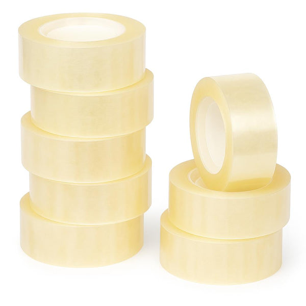 PRIMA 18MM X 33M ROLLS CLEAR TAPE PACK 8. NEPPC1833