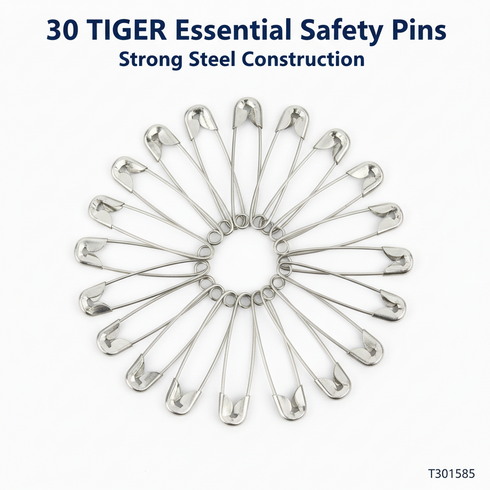 30 TIGER ESSENTIAL SAFETY PINS STEEL. T301585