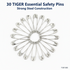 30 TIGER ESSENTIAL SAFETY PINS STEEL. T301585