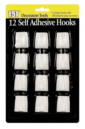 Self Adhesive Hooks - 12 Pack Easy Install 1511042A-36