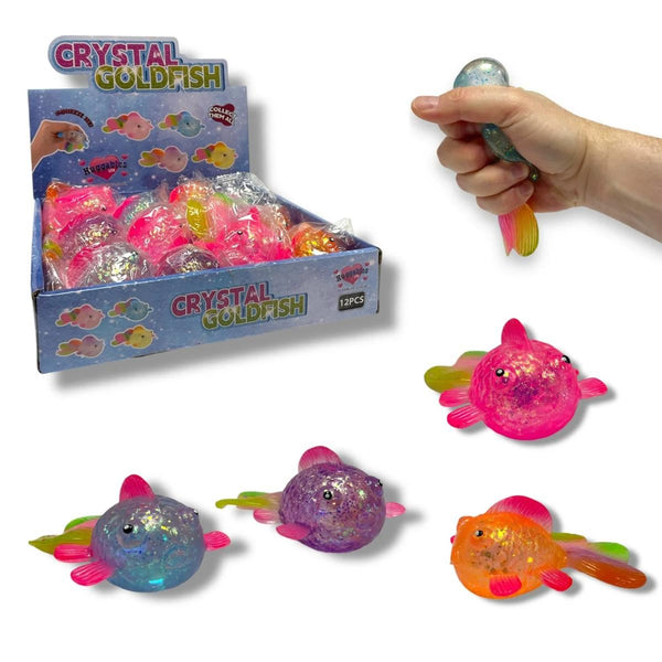 ASSORTED CRYSTAL GOLD FISH 11CM. HU8086