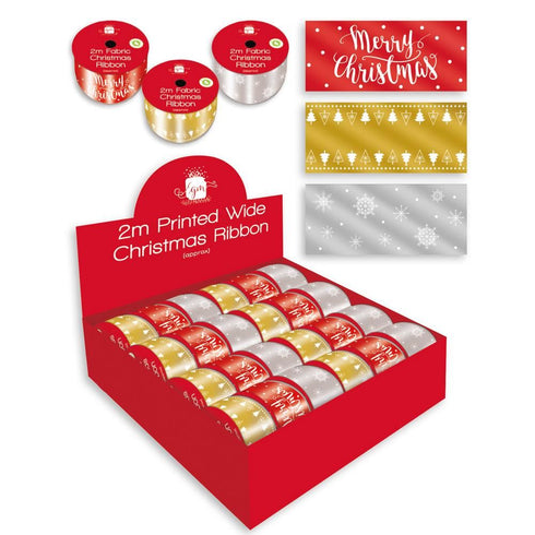 GIFTMAKER PRINTED WIDE FABRIC CHRISTMAS RIBBON 2M. XALGA369