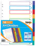 A4 Subject Dividers - TIGER 10 Plastic Tabs T301063