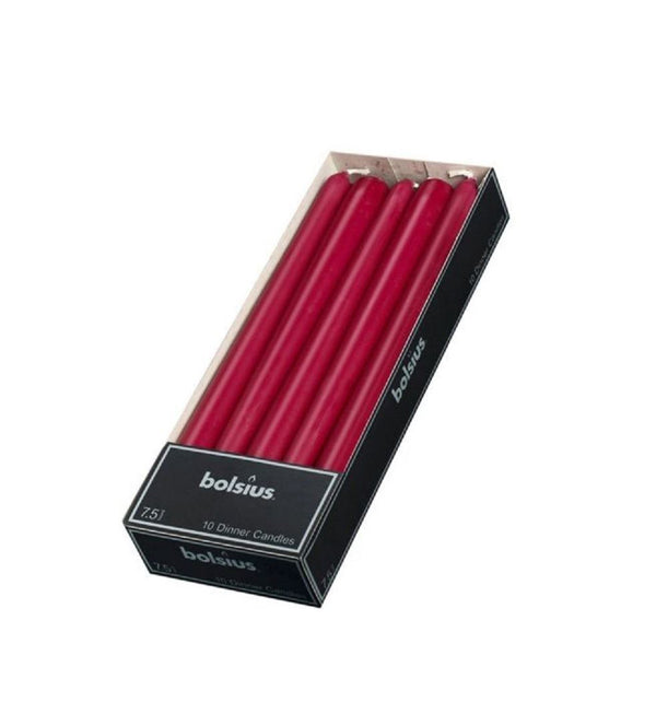 BOLSIUS TAPERED DINNER CANDLE 7.5 HOURS PACK OF 10. 103600356746