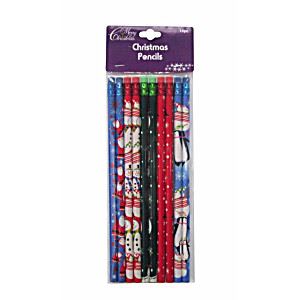 CHRISTMAS DESIGN STOCKING FILLER LED PENCILS GIFTS ITEM PACK OF 10. XA3728