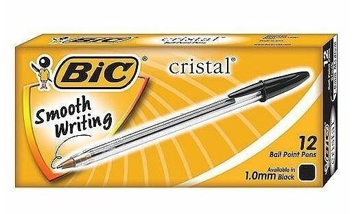 BIC Cristal Medium 1mm Pen 12/Pack - Black Ink Writing Essentials