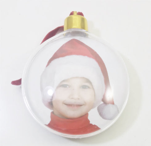 PERSONALISED CHRISTMAS TREE PHOTO BAUBLES 70MM. HBB016B