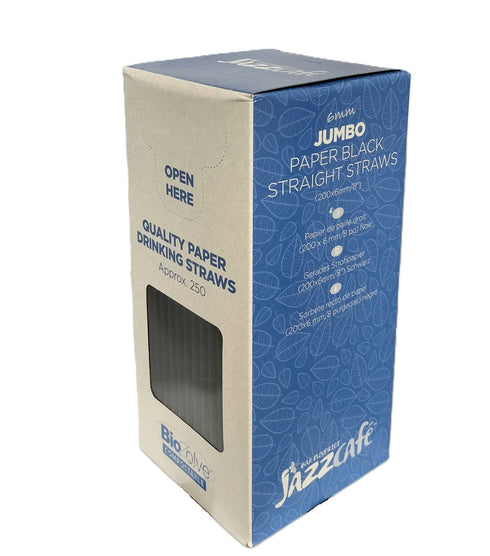 Biodegradable Paper Straws - Eco-Friendly Jumbo 250/PK Black