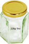 Gold Lid Jar - Hexagonal 8oz Container with Screw Top 10A04152