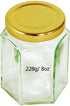 Gold Lid Jar - Hexagonal 8oz Container with Screw Top 10A04152