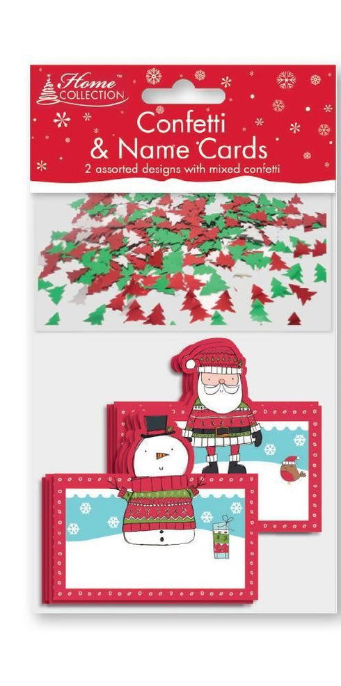 CHRISTMAS 8 CUTE PLACE CARD WITH PARTY CONFETTI. XPACNCC