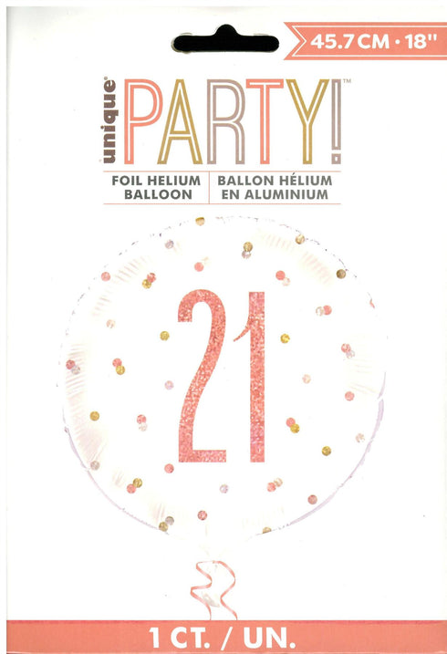 21st Birthday Balloon - Rose Gold Glitz Foil Decoration