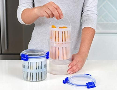 SISTEMA KLIP IT PLUS ROUND FOOD CONTAINER WITH STRAINER 1 LITRE. SIS881380