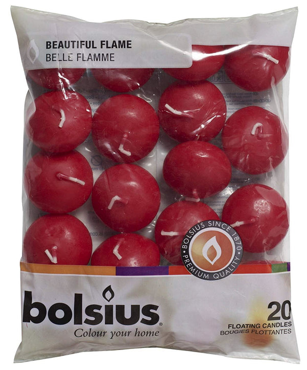 BOLSIUS FLOATING CANDLE RED PACK OF 20. 103632053744