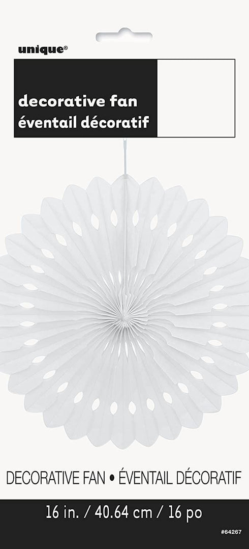 White Paper Fan Decoration 40cm - Elegant Party Decor | UNI64267