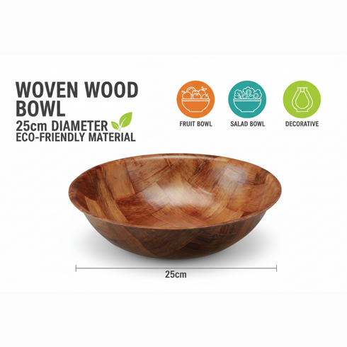 WOOVEN WOOD BOWL 25CM. AP1973