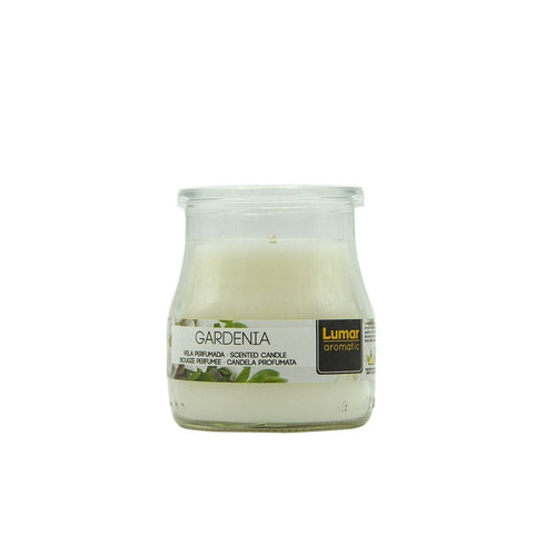 LUMAR AROMATIC GARDENIA SCENTED YOGURT GLASS CANDLE JAR 100GM 24HRS. PS109361