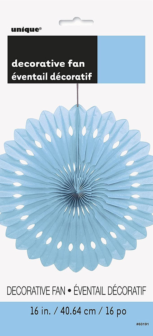 Baby Blue Fan Decoration 40cm - Unique Party Accessory UNI63191