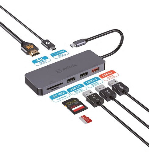 USB Type-C Hub - AV LINK 7 Port USB 3.2 | 500.107UK