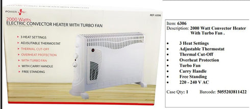 POWERPLUS ELECTRIC 2000W CONVECTOR HEATER WITH TURBO FAN. 6306