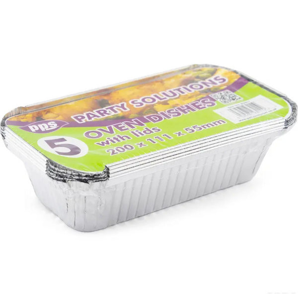 Large Foil Oven Dishes & Lids 5 Pack - PPS93011
