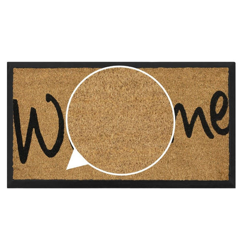 Coir Welcome Doormat - JVL Granite Rubber Tray Base 40x70cm