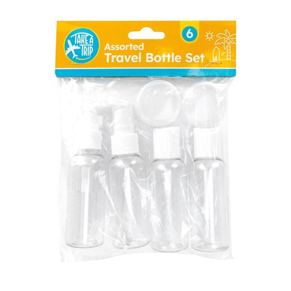 TAKE A TRIP ASSORTED TRANSPERENT TRAVEL BOTTLE SET 6/PK. OL323511