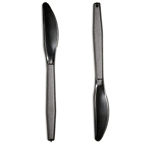 Heavy Duty Plastic Knives - 100 Pack Black PS Knife 0043100BLK