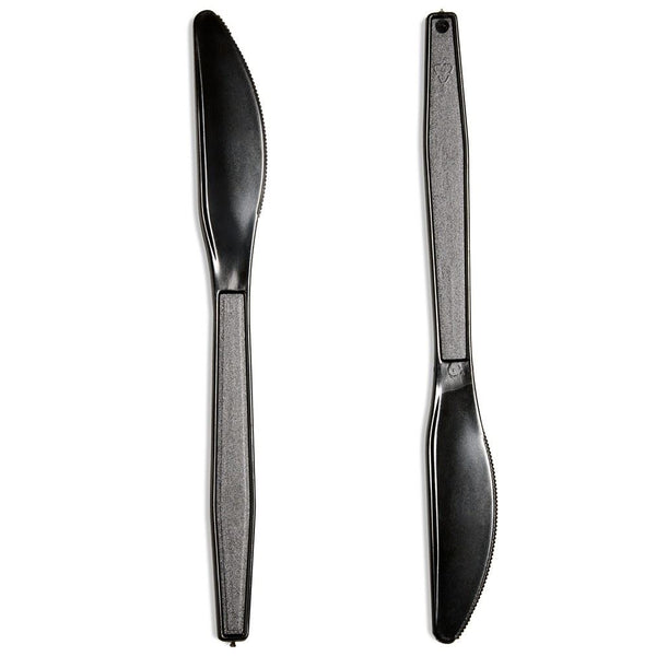 Heavy Duty Plastic Knives - 100 Pack Black PS Knife 0043100BLK
