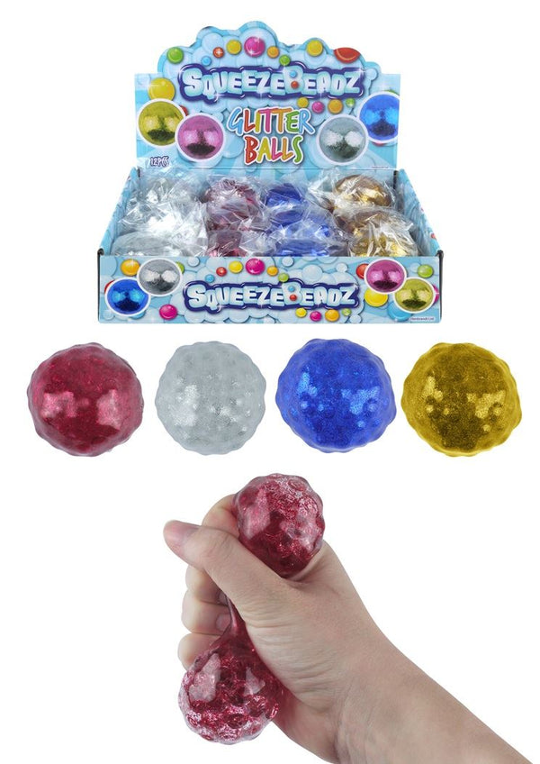 Glitter Splat Ball - Stress Relief Toy with Beads, 6.5cm N51586