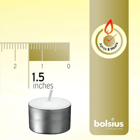 BOLSIUS TEALIGHT CANDLE WHITE 8 HRS PACK OF 50. 103630519700