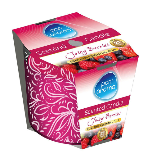 PAN AROMA SCENTED PRINTED GLASS CANDLE - JUICY BERRIES. PAN0290