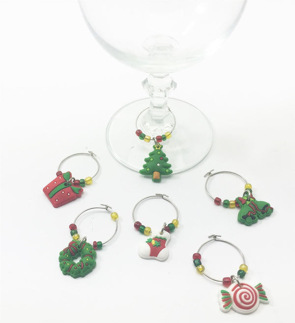 Christmas Wine Glass Charms - Festive Table Decorations
