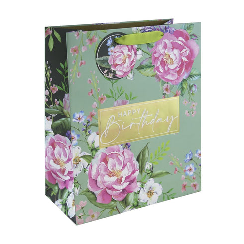 EUROWRAP FLORAL HAPPY BIRTHDAY LARGE GIFT BAG APX 27 X 33 X 14 CM. 35404-2C